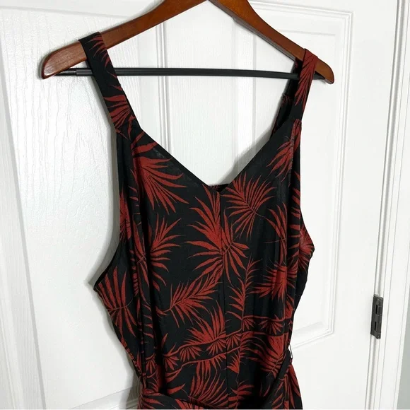 NEW NWT Universal Standard Promenade Linen Wide Leg Jumpsuit Black Red 18 20 M - Picture 4 of 9